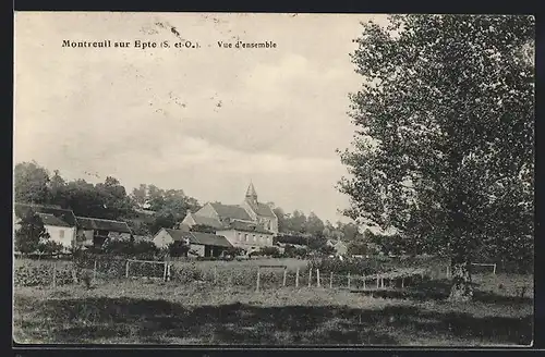 AK Montreuil sur Epte, Vue d`ensemble, l`Eglise