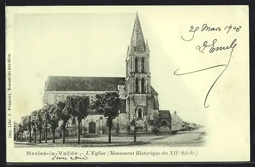 AK Nesles-la-Vallée, L`Église, Monument historique XIIe siècle