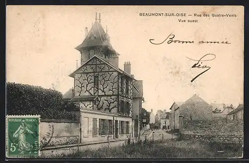 AK Beaumont-sur-Oise, Rue des Quatre-Vents, Vue ouest