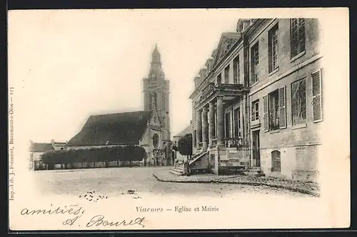 AK Viarmes, Eglise et Mairie