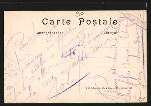 AK Grosne, Route de Vellescot, Partie mit Epicerie - Mercerie