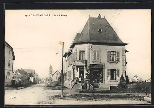 AK Granvillars, Rue d`Alsace, Strassenpartie