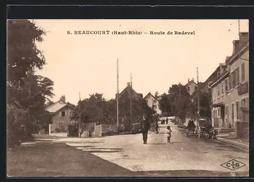AK Beaucourt, Route de Badeval, Strassenpartie