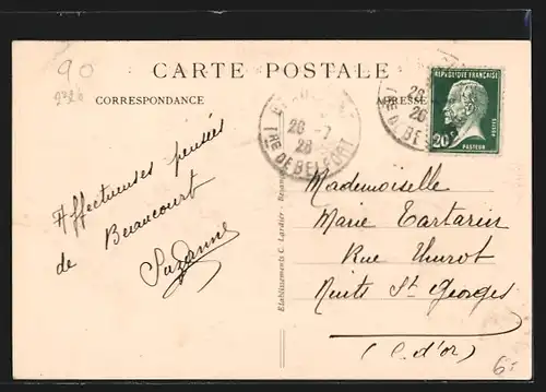 AK Beaucourt, Route de Badeval, Strassenpartie