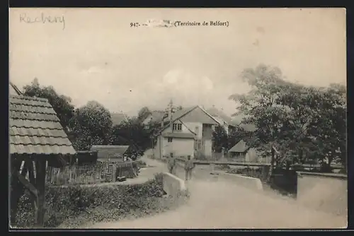 AK Réchésy, Strassenpartie mit Soldaten
