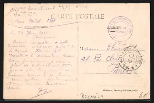 AK Réchésy, Strassenpartie mit Soldaten