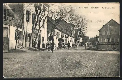 AK Réchésy, La Grande-Rue, Strassenpartie