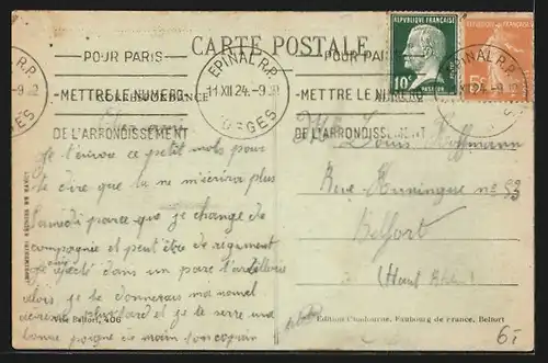 AK Réchésy, La Grande-Rue, Strassenpartie