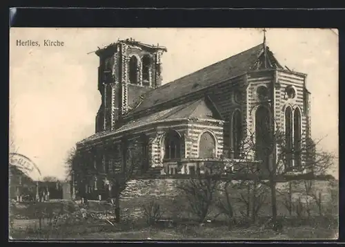 AK Herlies, Die Kirche nach den Kämpfen bei Neuve Chapelle