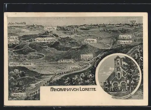 AK Lorette, Panorama, Loretto Kapelle, Mont de Lorette