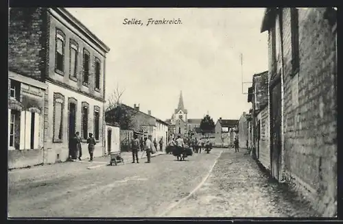 AK Selles, Strasse während deutscher Besetzung