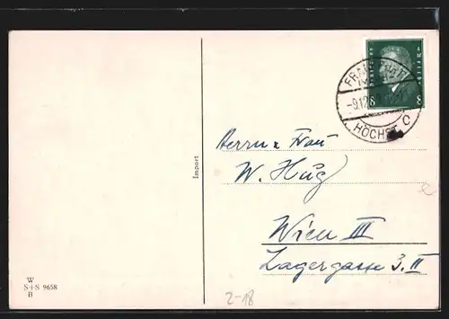 AK Männlein mit Federhalter und Tintenfass, Hier Hast Du Feder und Tintenfass, nun schreib mir was!