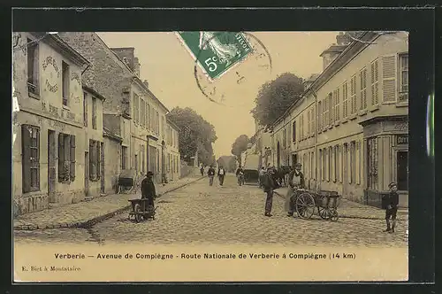 AK Verberie, Avenue de Compiègne, Route Nationale de Verberie à Compiègne