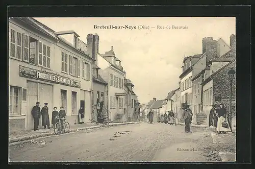 AK Breteuil-sur-Noye, Rue de Beauvais, Manufacture de Chaussures Fourdrinier & Barrandon