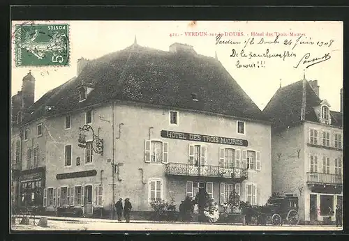 AK Verdun-sur-le-Doubs, Hôtel des Trois-Maures