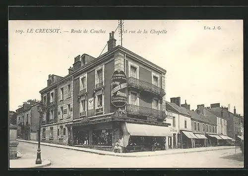 AK Le Creusot, Route de Couches et rue de la Chapelle