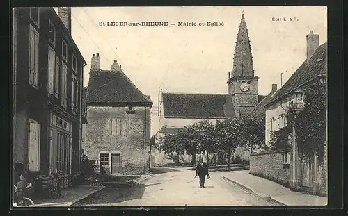 AK St-Léger-sur-Dheune, Mairie et Eglise, Rathaus und Kirche