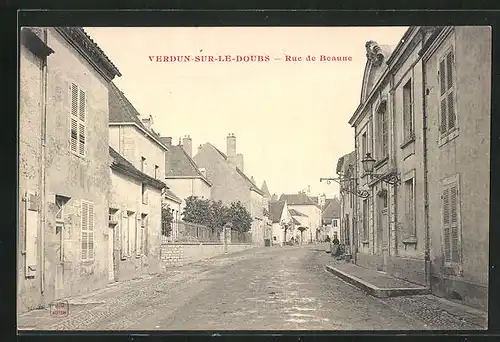 AK Verdun-sur-le-Douds, Rue de Beaune, Strassenpartie