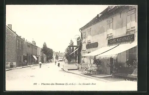 AK Pierre-de-Bresse, La Grande-Rue, Strassenpartie