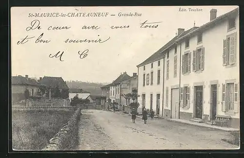 AK St-Maurice-les-Chateauneuf, Grande-Rue, Strassenpartie