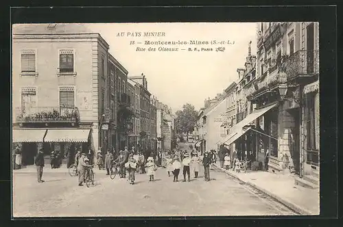 AK Montceau-les-Mines, Rue des Oiseaux, Strassenpartie