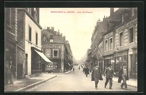 AK Montceau-les-Mines, Rue des Oiseaux, Strassenpartie