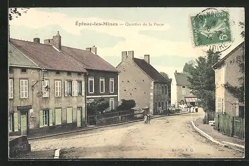 AK Épinac-les-Mines, Quartier de la Poste