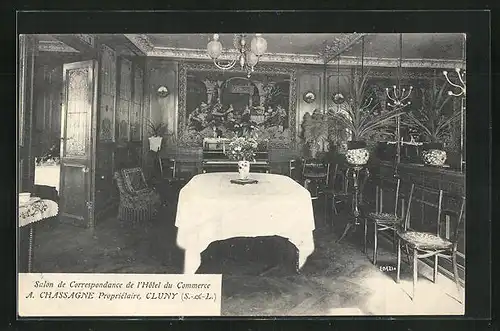 AK Cluny, Hotel du Commerce, Salon de Correspondance