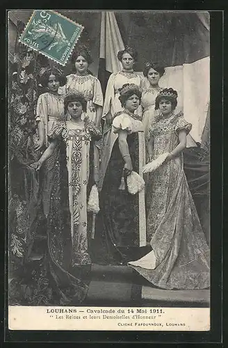 AK Louhans, Cavalcade du 14 Mai 1911 - Les Reines et leurs Demoiselles d`Honneur