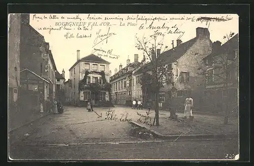 AK Bourgneuf-Val-d`Or, La Place, Zentraler Platz