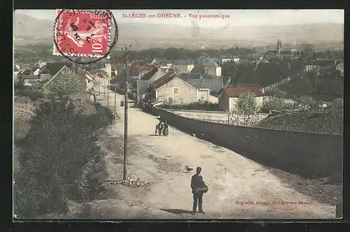 AK St-Léger-sur-Dheune, Strassenpartie am Ortseingang