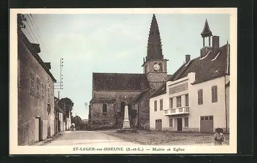 AK St-Léger-sur-Dheune, Mairie et Eglise