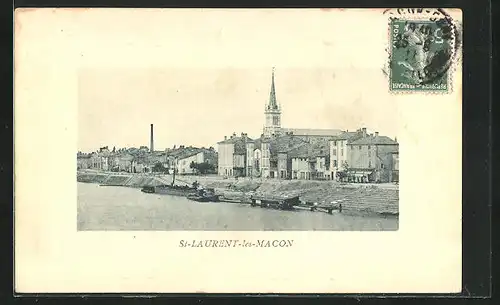 AK St-Laurent-les-Macon, Teilansicht mit Kirche