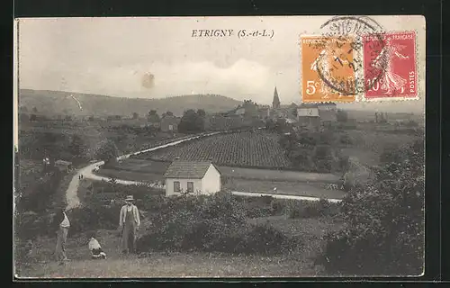 AK Etrigny, Panoramablick auf das Dorf