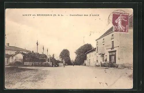 AK Ligny-en-Brionnais, Carrefour des 3 croix