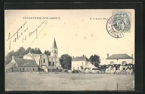 AK Vendenesse-sur-Arroux, Ortspartie mit Kirche