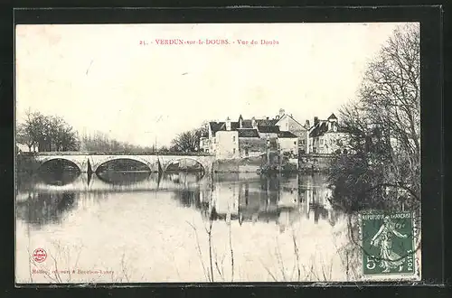 AK Verdun-sur-le-Doubs, Vue du Doubs