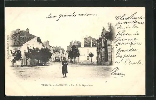 AK Verdun-sur-le-Doubs, Rue de la République