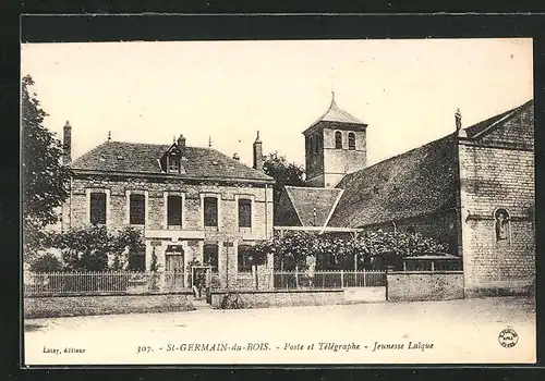 AK Saint-Germain-du-Bois, Poste et Télégraphe, Jeunesse Laique
