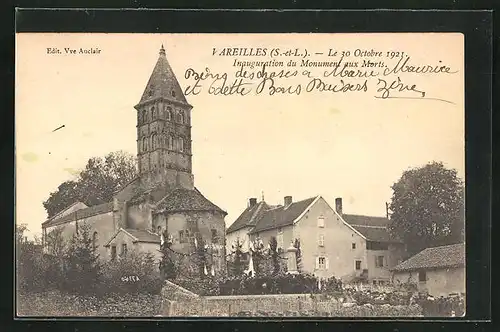 AK Vareilles, Le 30 Octobre 1921, Inauguration du Monument aux Morts