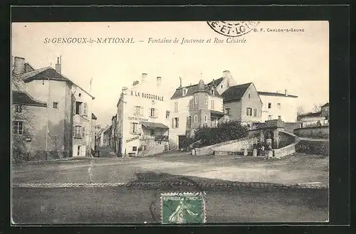 AK St-Gengoux-le-National, Fontaine de Jouvence et Rue Césarée