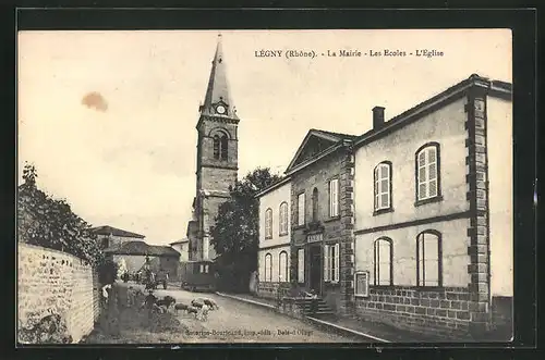 AK Légny, La Mairie, Les Ecoles, L`Eglise