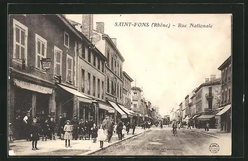 AK Saint-Fons, Rue Nationale, Strassenpartie