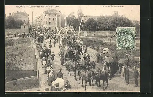AK Givors, Cavalcade 1907, Char de la Jeunesse