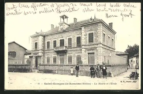 AK Saint-Georges-de-Reneins, La Mairie et l`Ecole