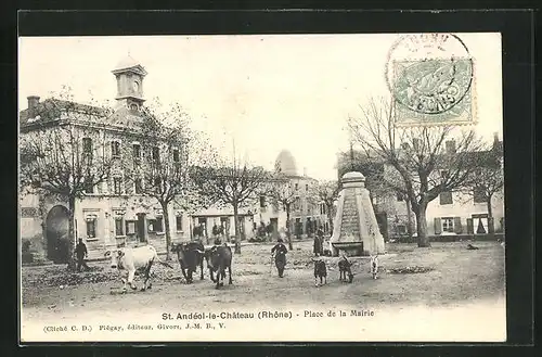 AK St. Andeol-le-Chateau, Place de la Mairie