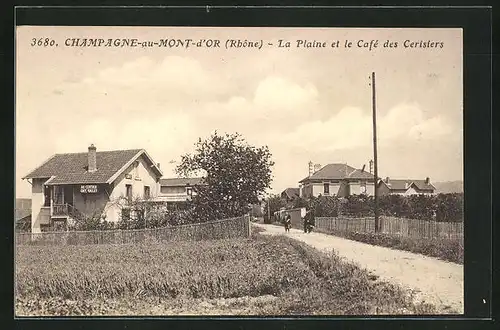 AK Champagne-au-Mont-d'Or, la Plaine et le Café des Cerisiers