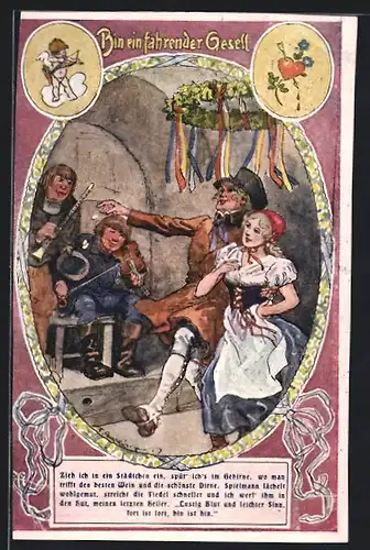 Künstler-AK F. Gareis: Fahrender Gesell mit Frau