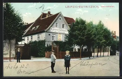 AK Leipzig-Eutritzsch, Gasthaus Gosenschänke mit Kindern