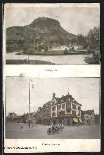 AK Singen-Hohentwiel, Stadtgarten, Eckehardstrasse